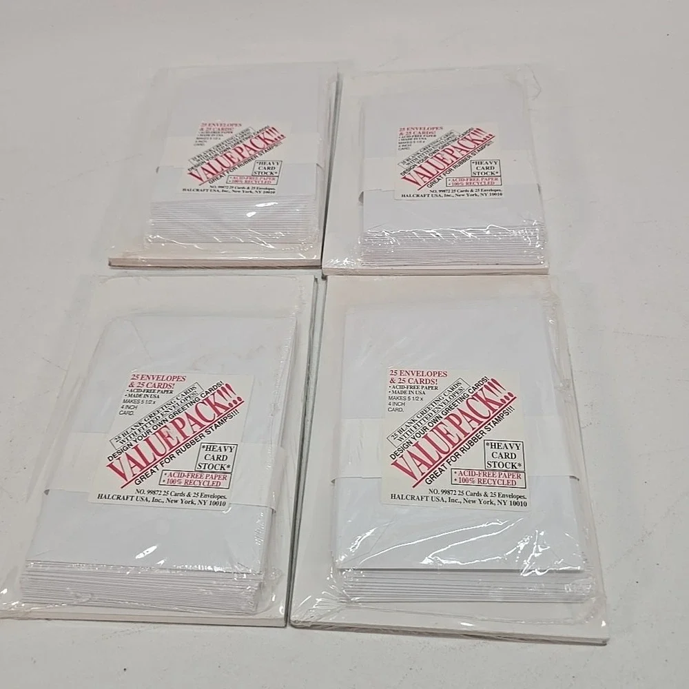 Halcraft‎ USA Valuepack 4 Packages Of 25 Envelopes & Cards White NEW Cardcraft